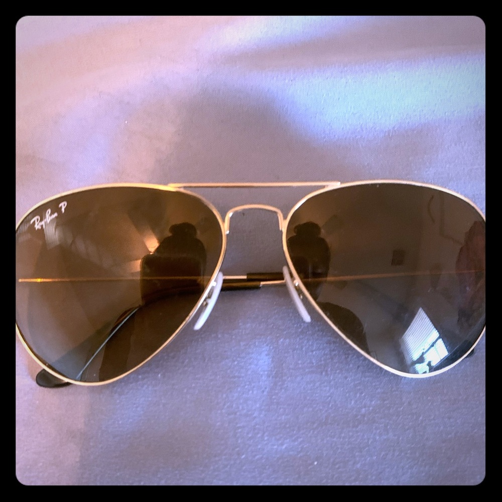 Brown and Gold Polarized Ray-Bans with Black Case